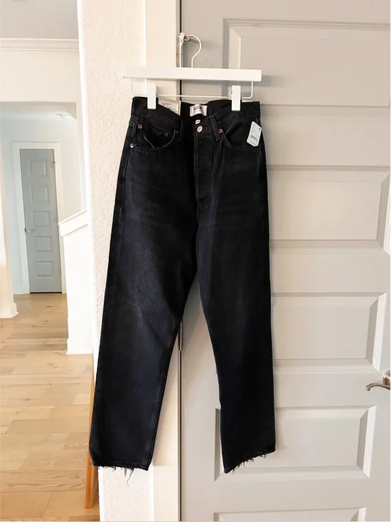 NWT Agolde 90s Mid Rise Loose Fit Straight Jeans Tar - Picture 4 of 7